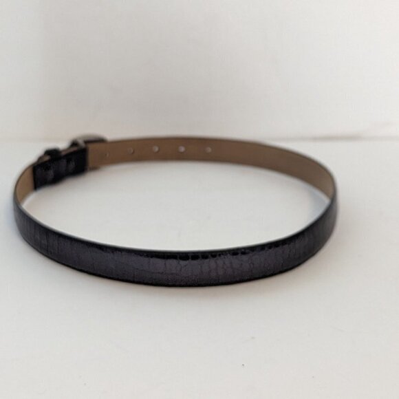 Vintage Carolee Leather Belt Gold Silver Tone Buckle Croc Metal Jeweled - Picture 4 of 10
